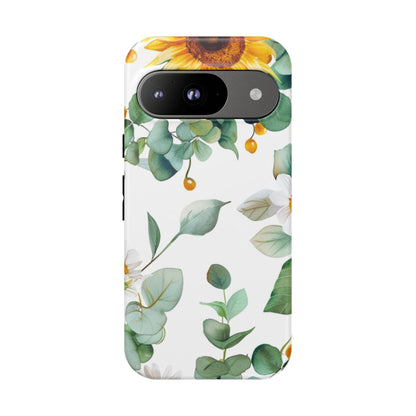 Sunflower & Eucalyptus Tough Phone Case — Protective Floral iPhone Case
