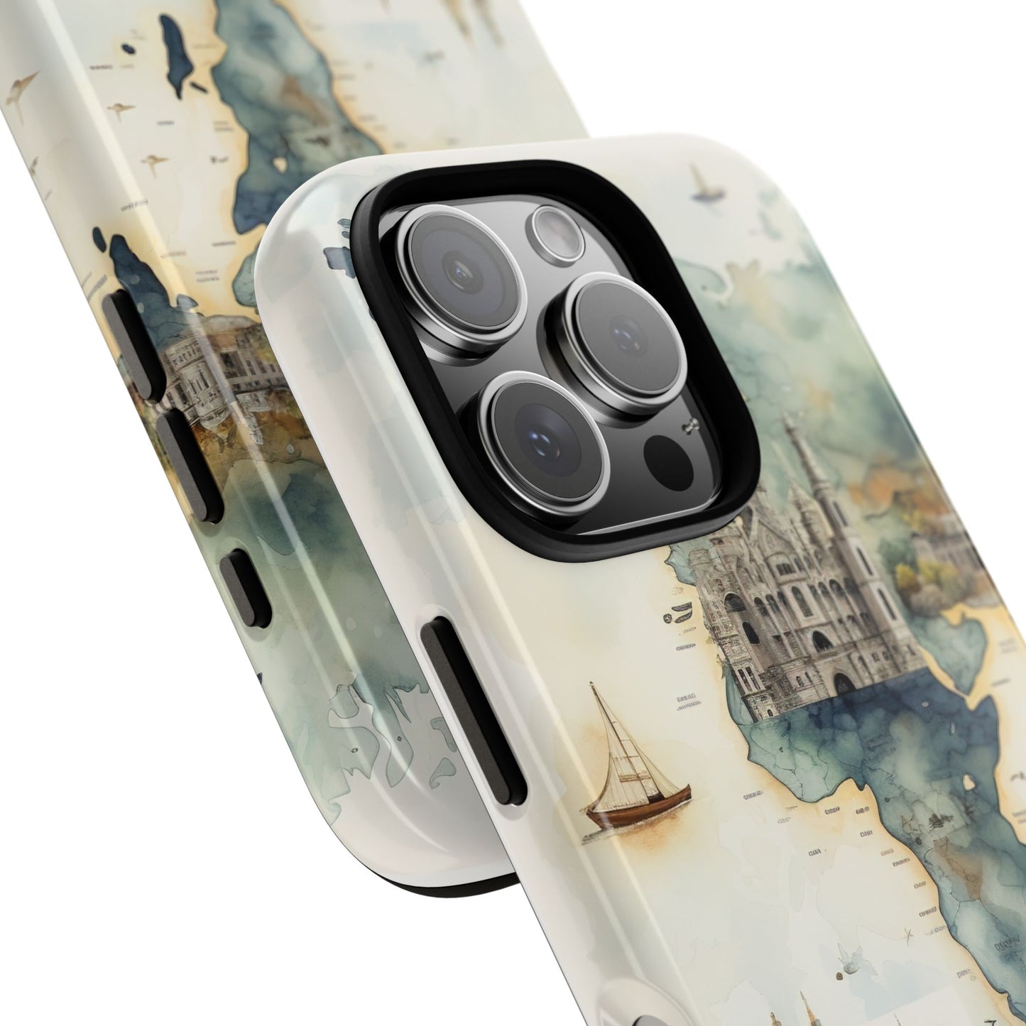 Hard Phone Case — Watercolor Fantasy Map Castle Design