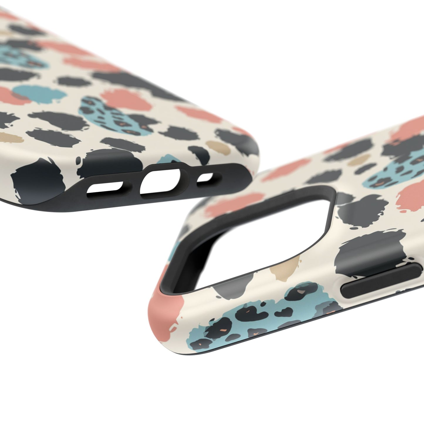 Leopard Splash Magnetic Impact Phone Case — Teal & Coral Animal Print