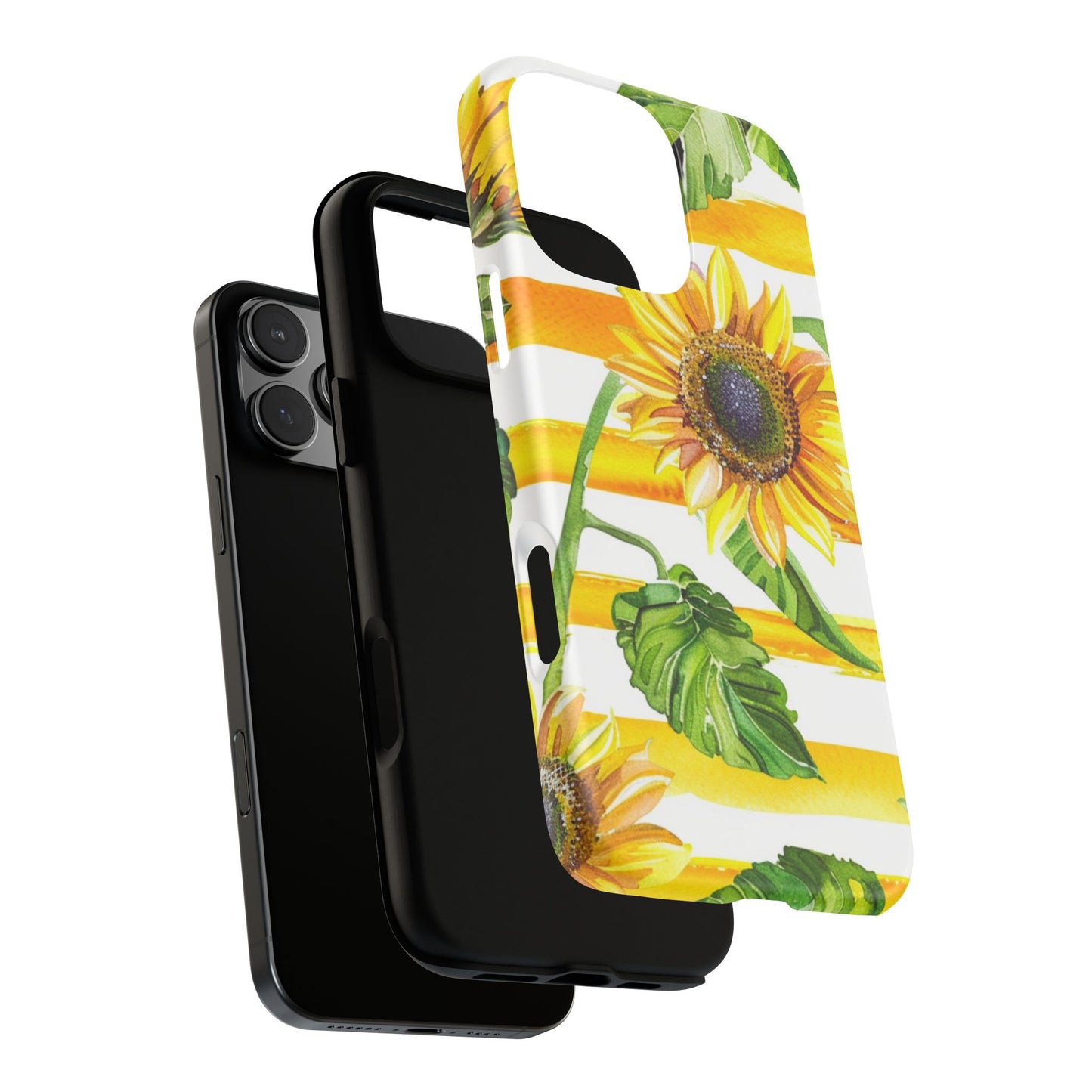 Sunflower Stripes Phone Case - Bright Floral Tough Case
