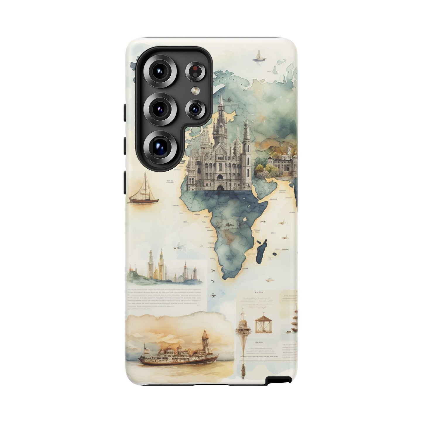 Hard Phone Case — Watercolor Fantasy Map Castle Design