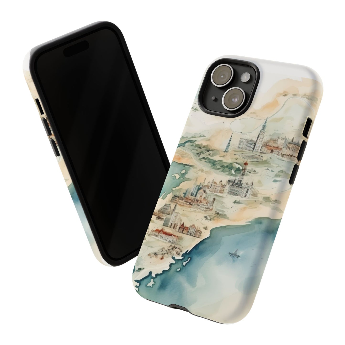 Hard Phone Case — Watercolor Fantasy Map Castle Design