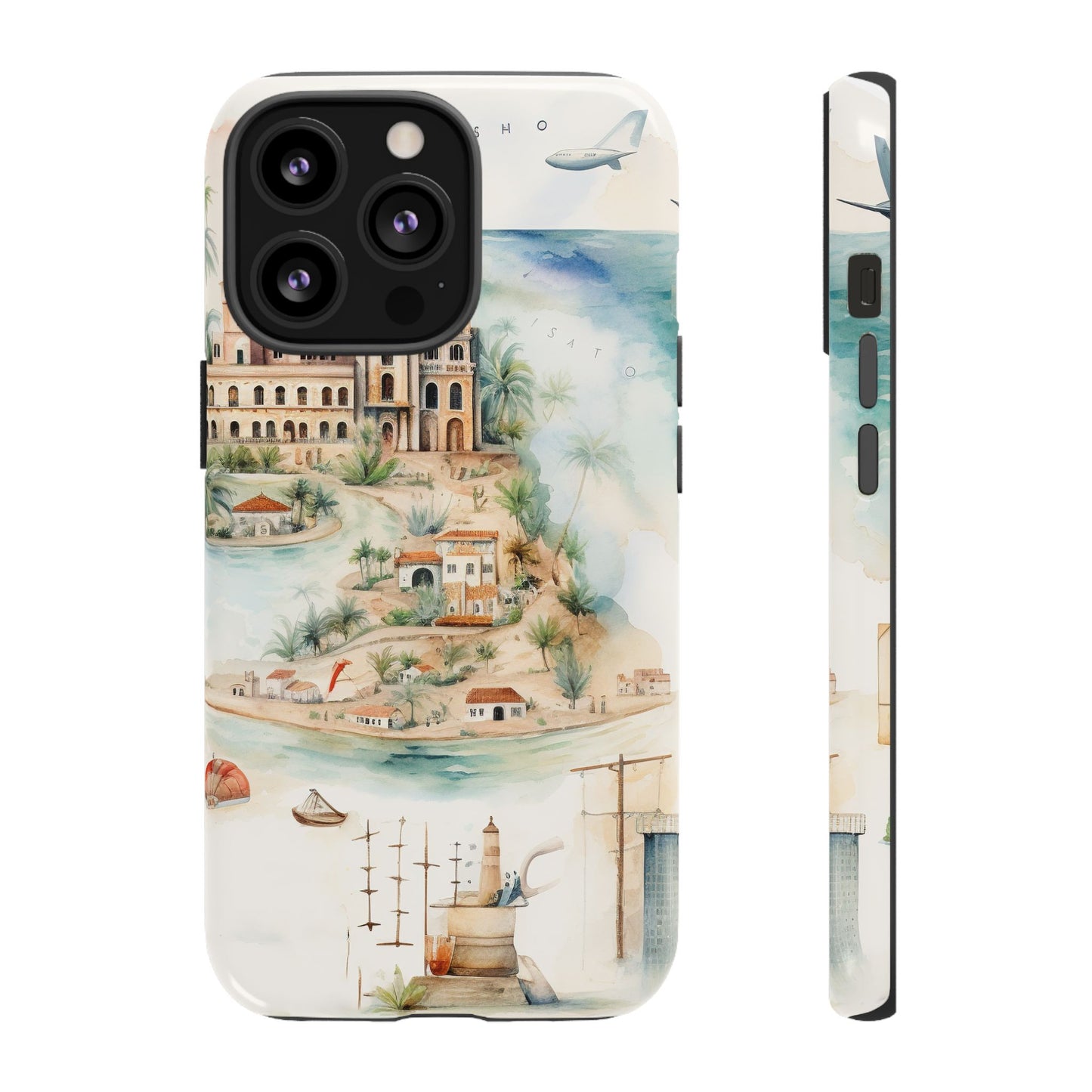 Hard Phone Case — Watercolor Fantasy Map Castle Design