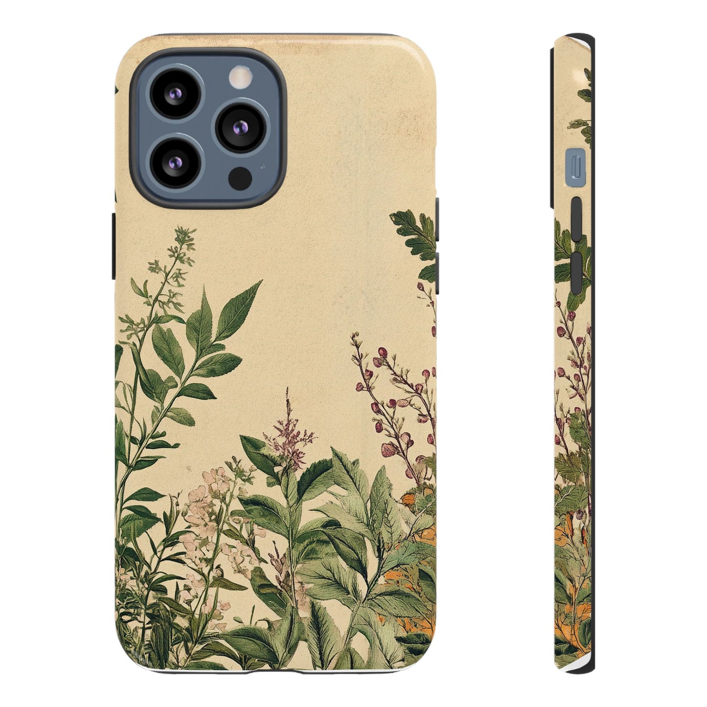 Floral Vintage Tough Case – Botanical Protective Phone Cover,Plants Lovers