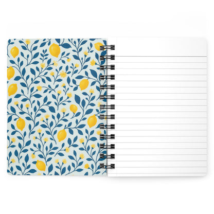 Lemon Vine Spiral Notebook — Floral Lemon Pattern Journal