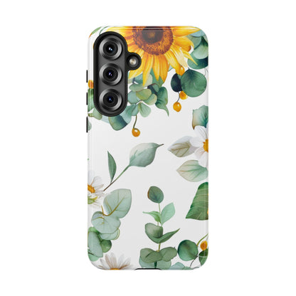 Sunflower & Eucalyptus Tough Phone Case — Protective Floral iPhone Case