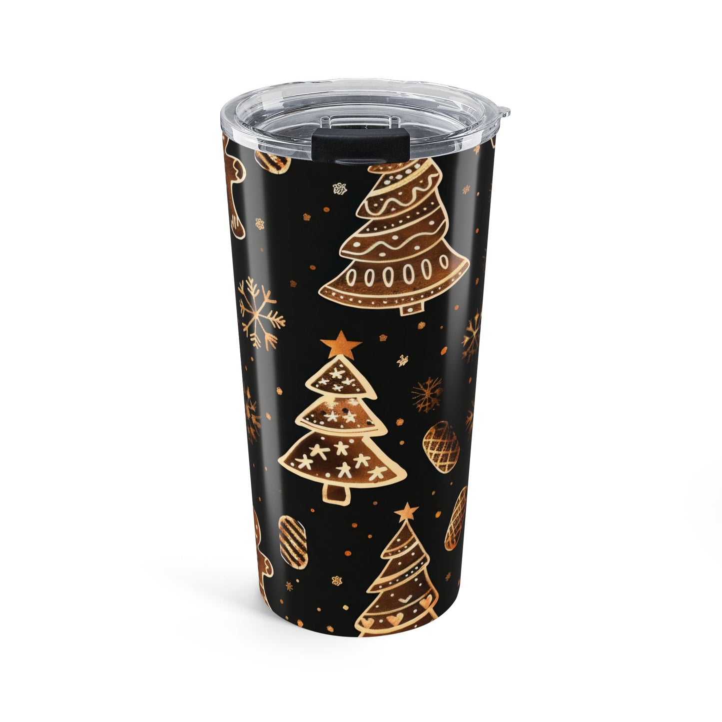 Christmas Holiday Tumbler 20oz – Festive Gingerbread & Tree Design