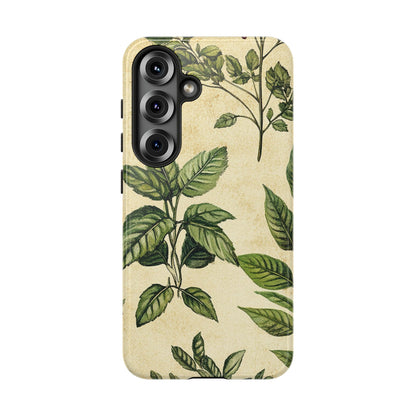 Botanical Leaves Tough Phone Case — Vintage Green Plant Print