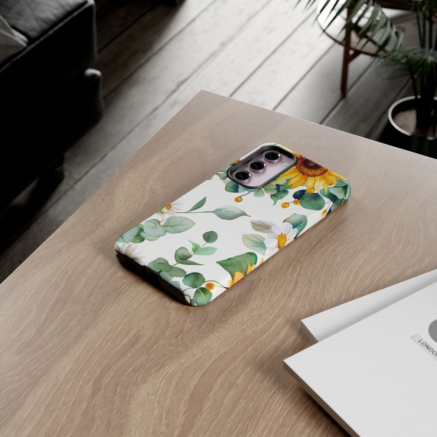 Sunflower & Eucalyptus Tough Phone Case — Protective Floral iPhone Case