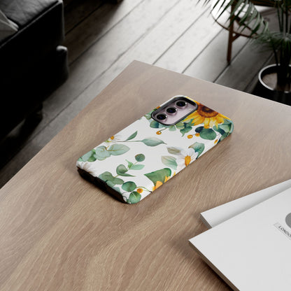 Sunflower & Eucalyptus Tough Phone Case — Protective Floral iPhone Case