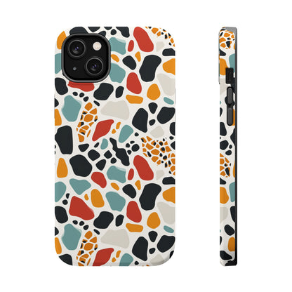 Terrazzo Pattern Magnetic Impact Phone Case — Colorful Retro Pebble Design