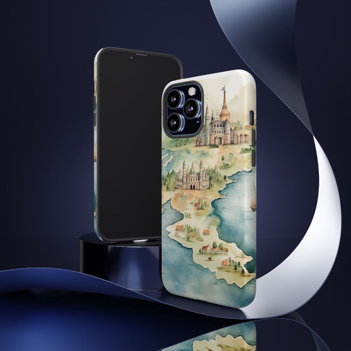 Hard Phone Case — Watercolor Fantasy Map Castle Design