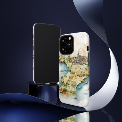 Hard Phone Case — Watercolor Fantasy Map Castle Design