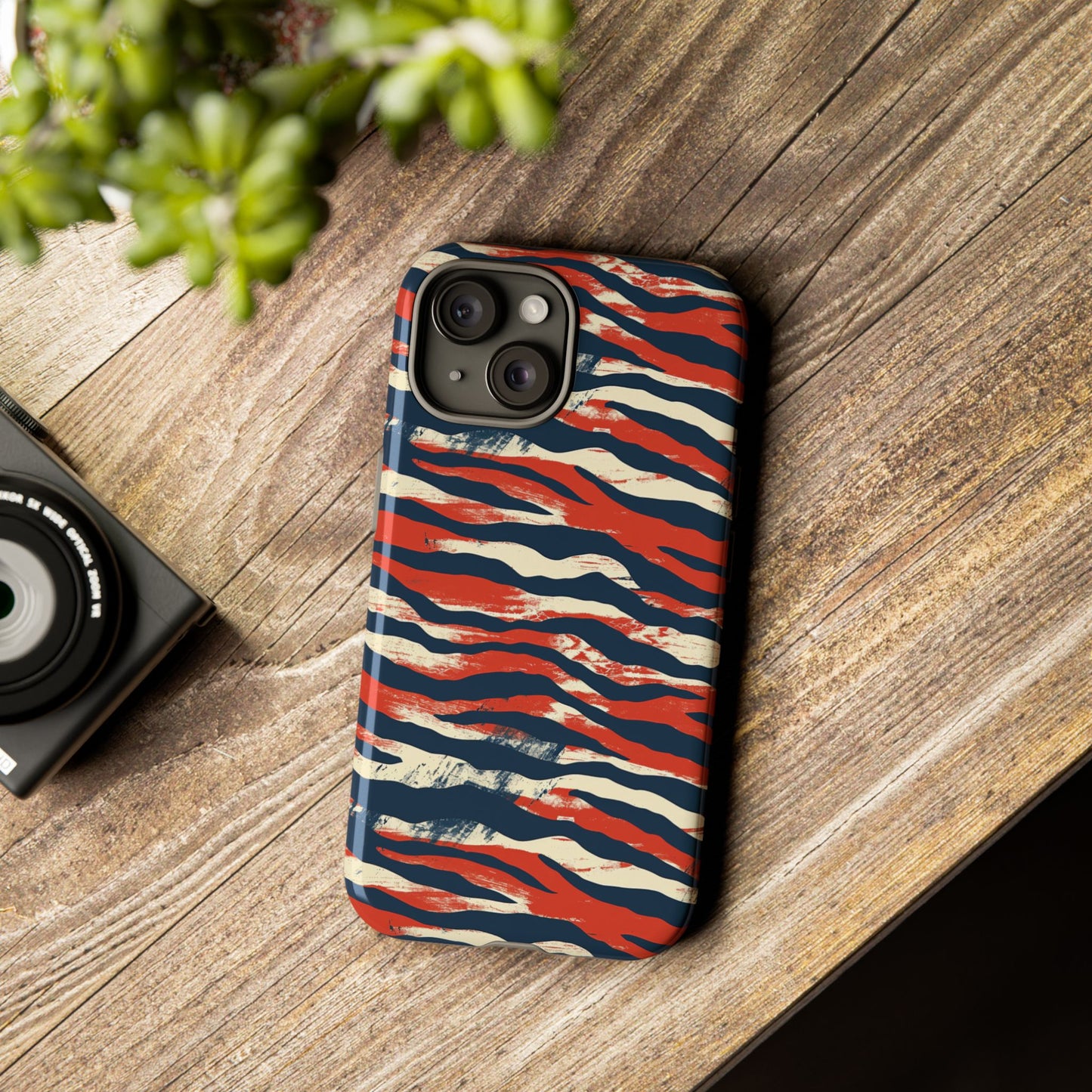 Patriotic Red White Blue Zebra Phone Case,Africa Pattern