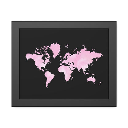 Pink Watercolor World Map Framed Poster,Coquette Poster
