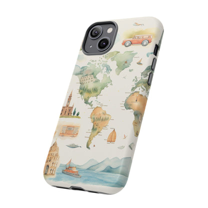 Hard Phone Case — Watercolor Fantasy Map Castle Design