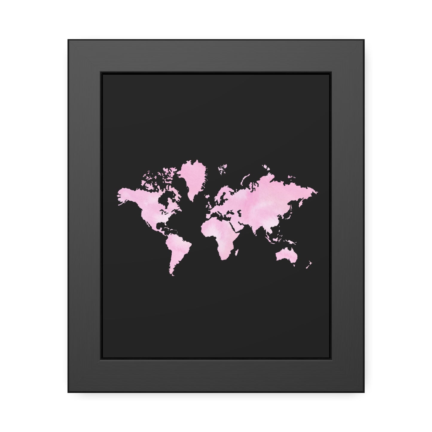 Pink Watercolor World Map Framed Poster,Coquette Poster