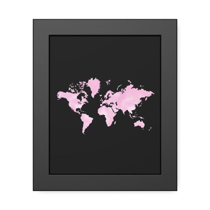 Pink Watercolor World Map Framed Poster,Coquette Poster