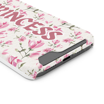 Chic Floral Phone Case with Card Holder for Princesses, Cute Floral Design, Gift for Her