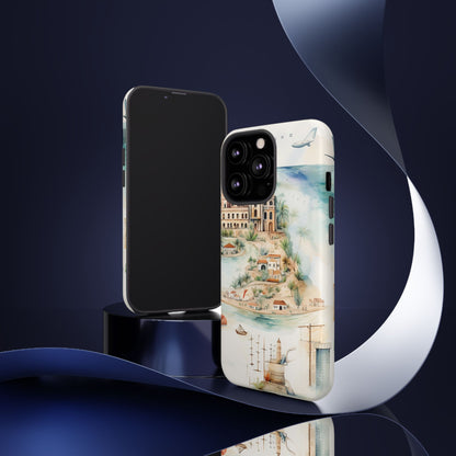 Hard Phone Case — Watercolor Fantasy Map Castle Design