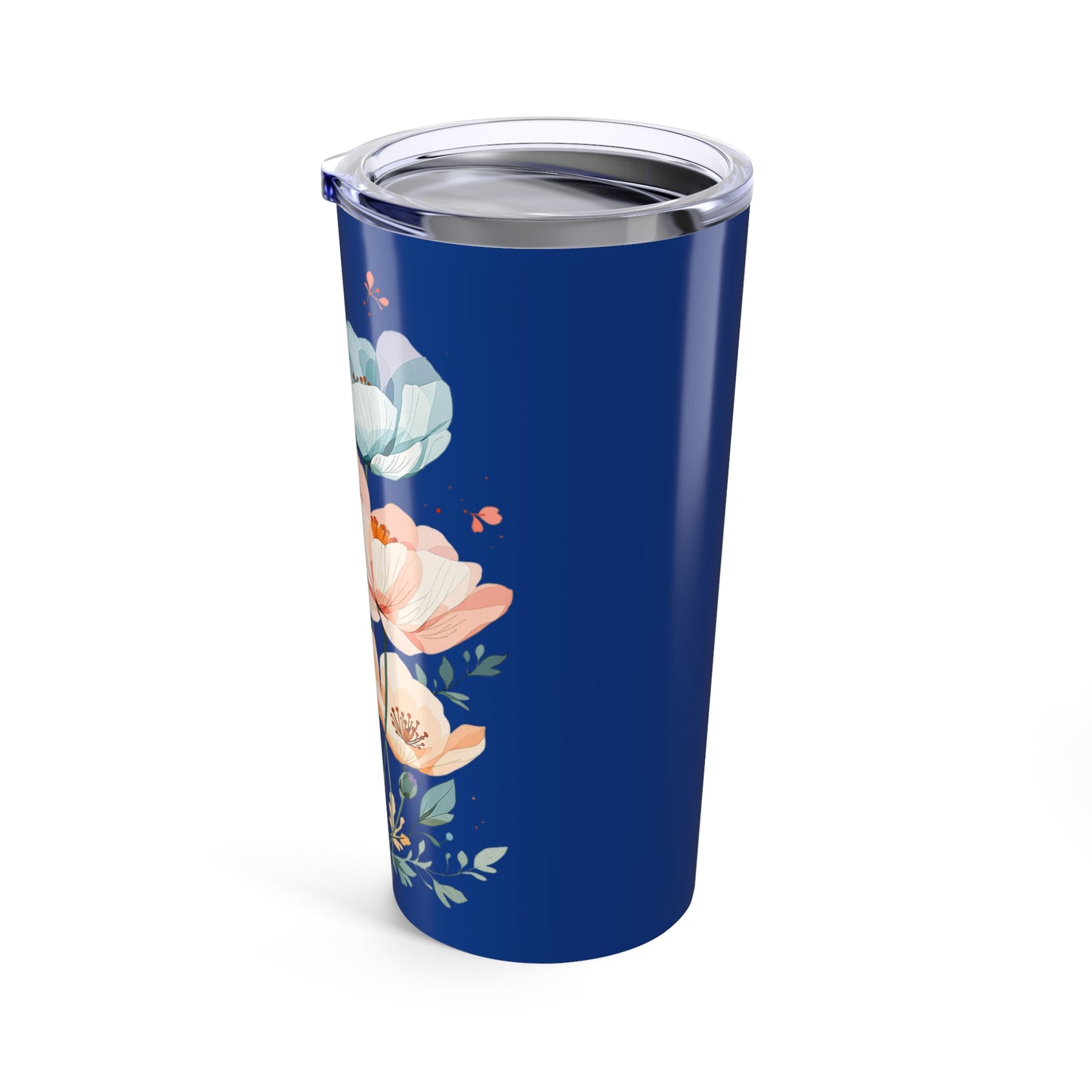20oz Floral Navy Tumbler – Insulated Stainless Steel Travel Cup