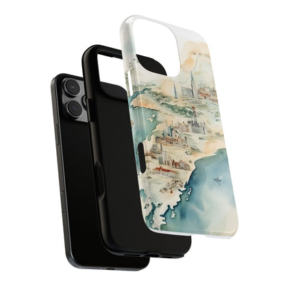 Hard Phone Case — Watercolor Fantasy Map Castle Design