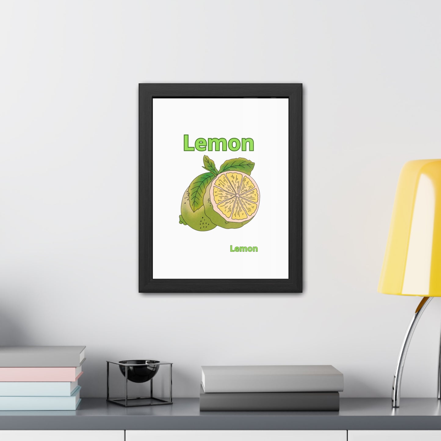 Lemon Framed Poster, Bright Home Decor, Kitchen Art, Gift for Citrus Lovers, Fresh Farmhouse Style