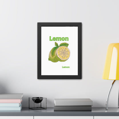 Lemon Framed Poster, Bright Home Decor, Kitchen Art, Gift for Citrus Lovers, Fresh Farmhouse Style