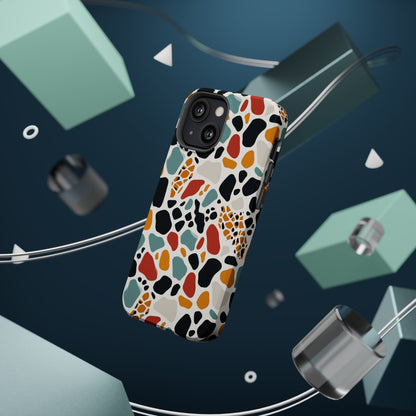 Terrazzo Pattern Magnetic Impact Phone Case — Colorful Retro Pebble Design