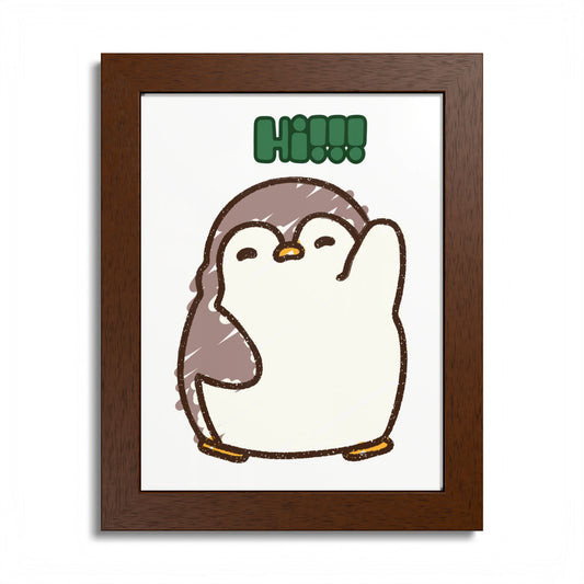 Cute Penguin Framed Poster, Colorful Art Print for Kids Room, Nursery Decor, Gift for Animal Lovers, Trendy Wall Art