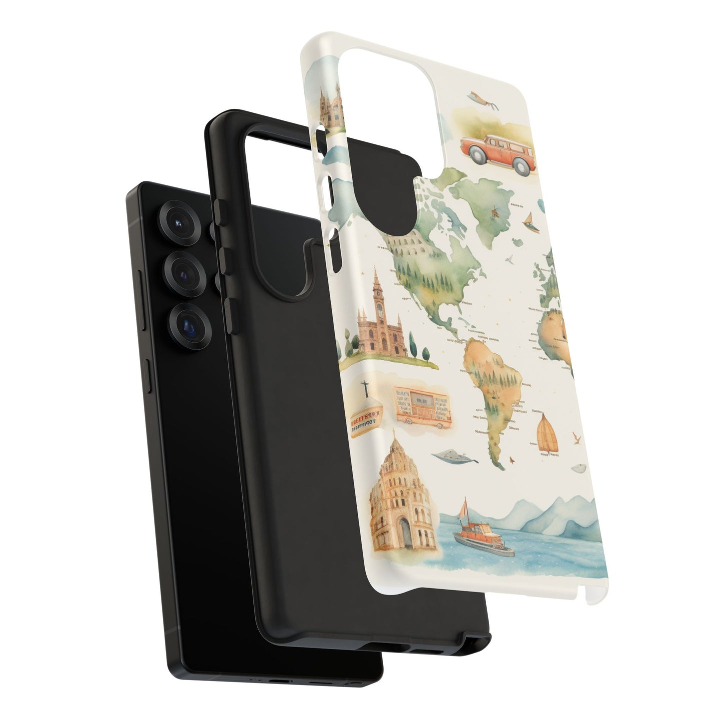 Hard Phone Case — Watercolor Fantasy Map Castle Design