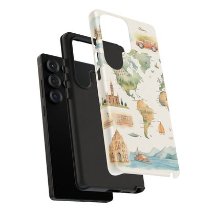 Hard Phone Case — Watercolor Fantasy Map Castle Design