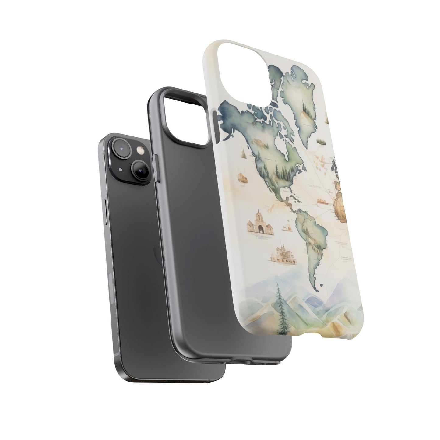 Hard Phone Case — Watercolor Fantasy Map Castle Design