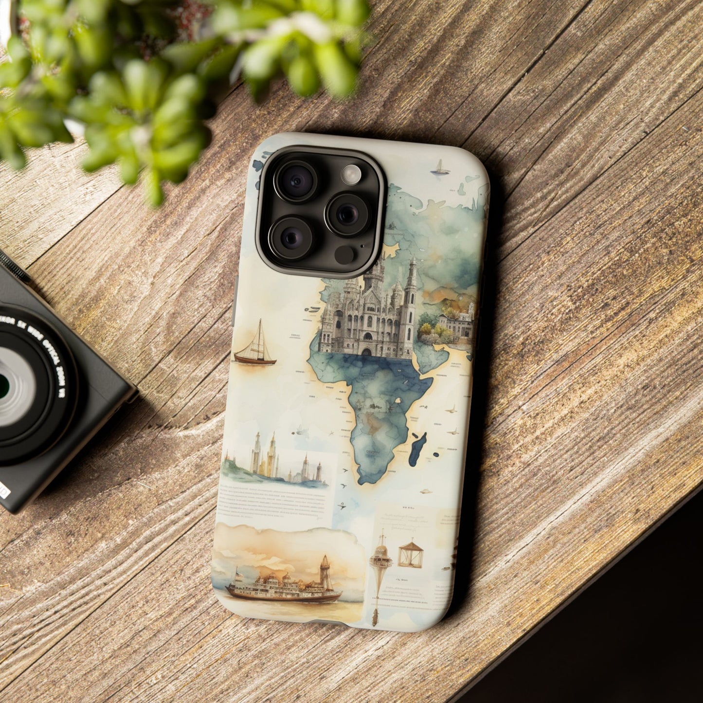 Hard Phone Case — Watercolor Fantasy Map Castle Design
