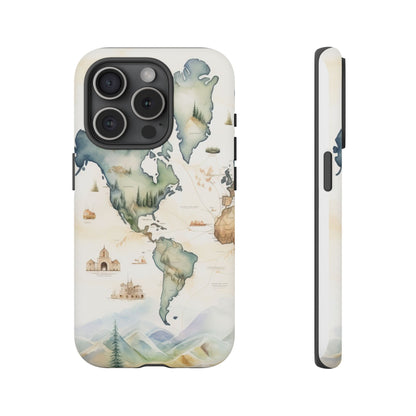 Hard Phone Case — Watercolor Fantasy Map Castle Design