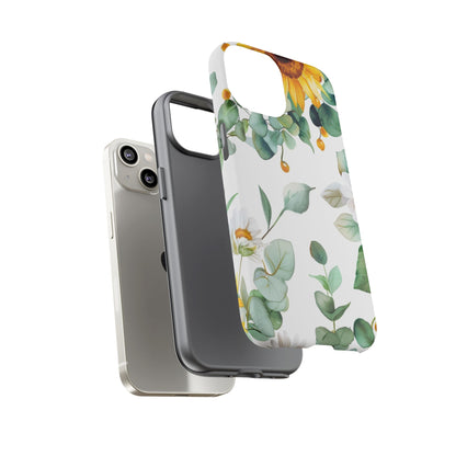 Sunflower & Eucalyptus Tough Phone Case — Protective Floral iPhone Case