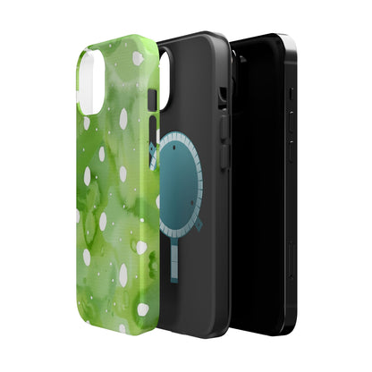 Green Watercolor Polka Dot Magnetic Impact Phone Case