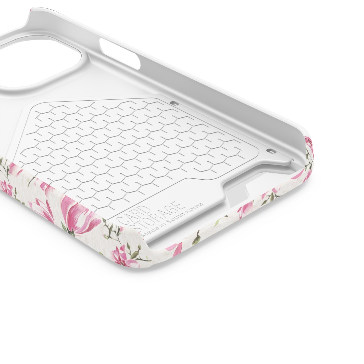 Chic Floral Phone Case with Card Holder for Princesses, Cute Floral Design, Gift for Her