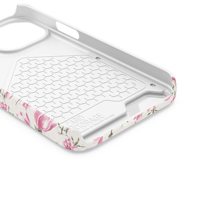 Chic Floral Phone Case with Card Holder for Princesses, Cute Floral Design, Gift for Her