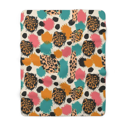 Colorful Leopard Print Sherpa Blanket - Soft Fleece Throw for Cozy Home & Gifts