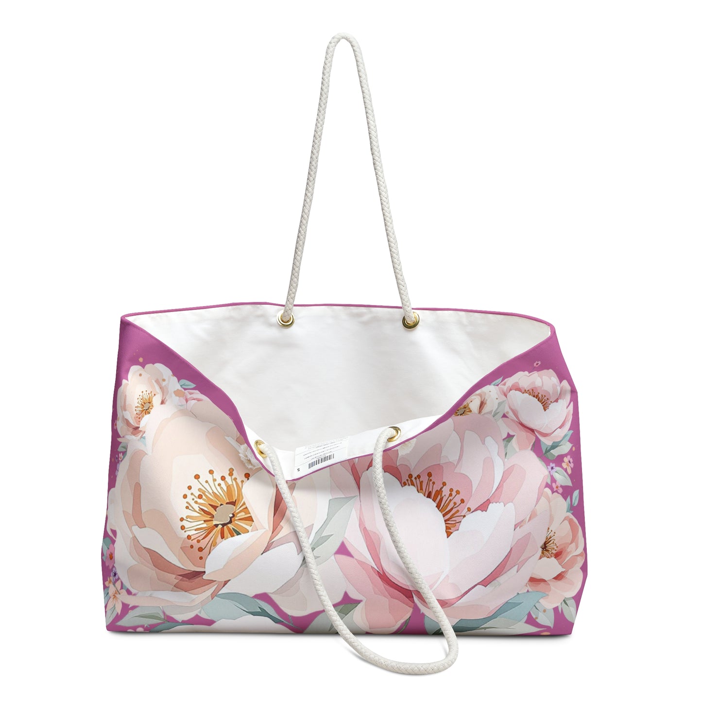 Floral Peony Weekender Bag — Large Pastel Travel Tote