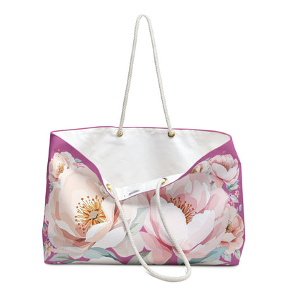 Floral Peony Weekender Bag — Large Pastel Travel Tote