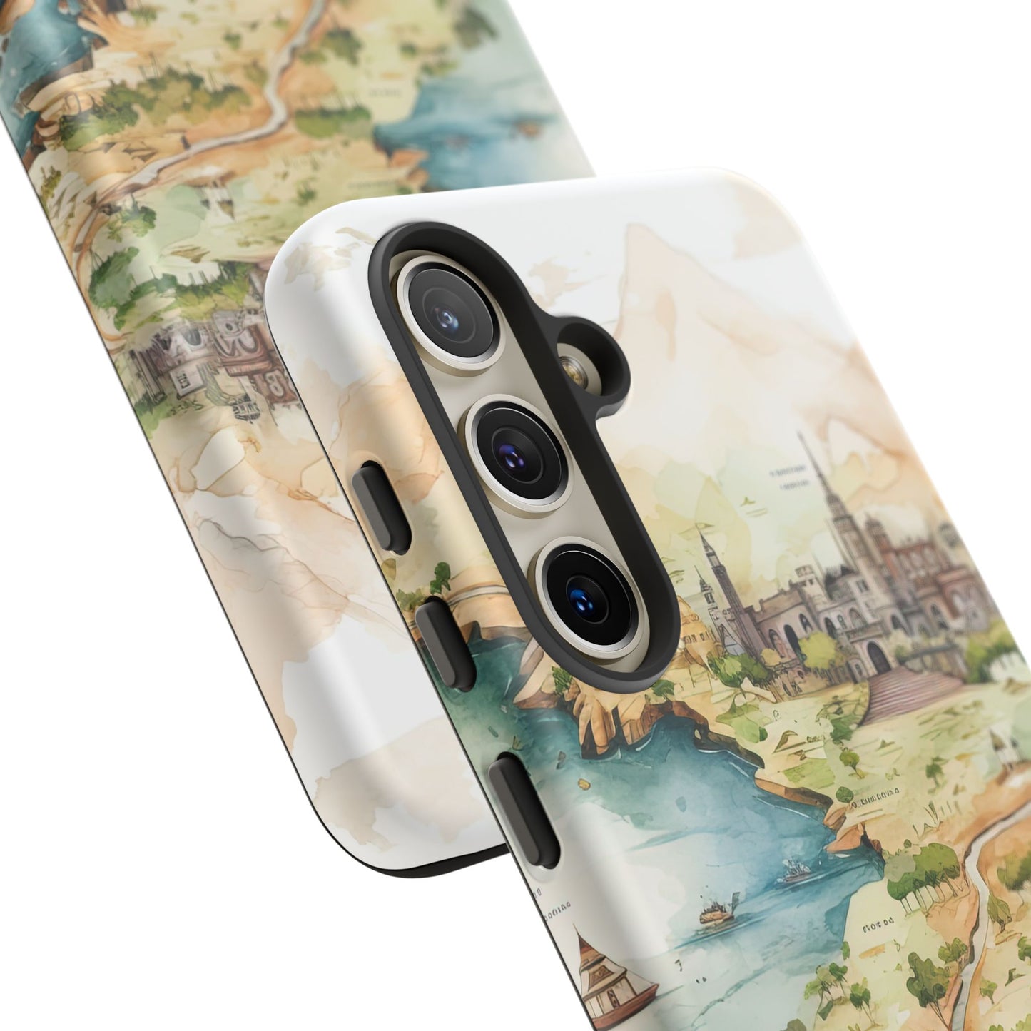 Hard Phone Case — Watercolor Fantasy Map Castle Design