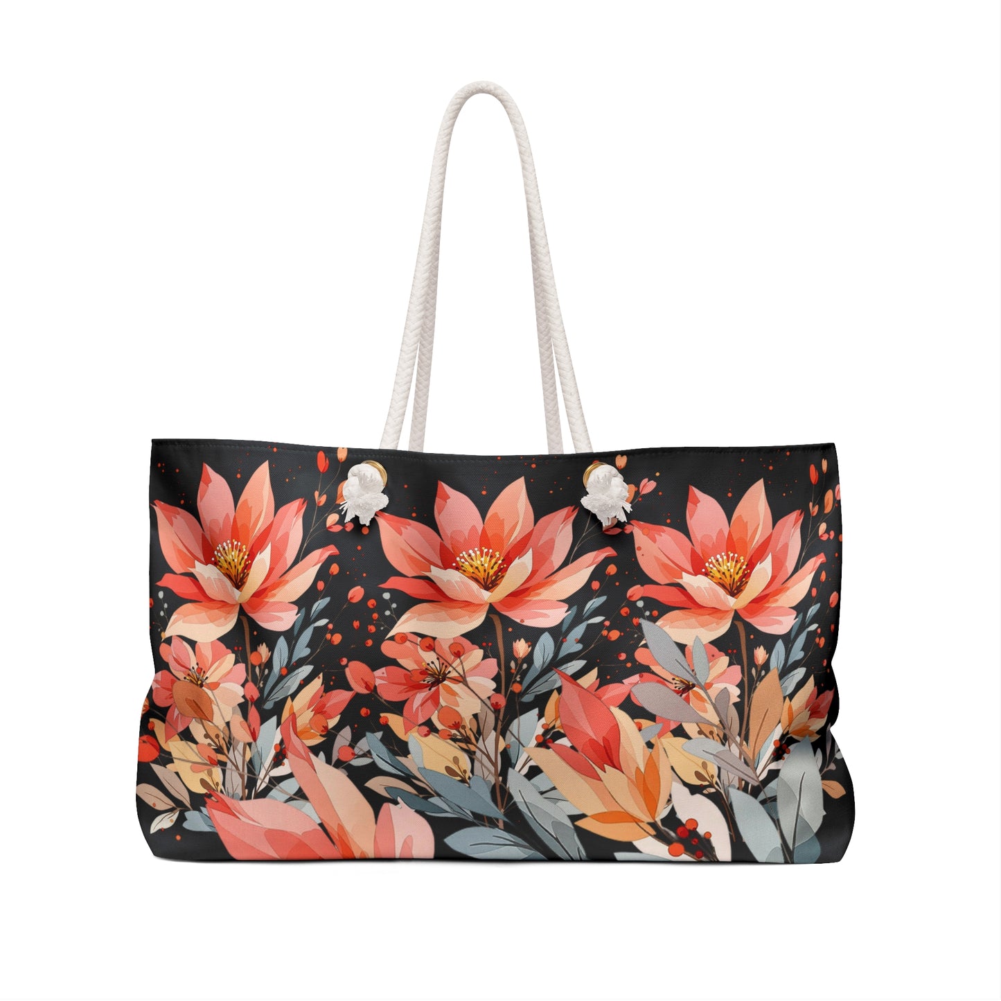 Floral Weekender Bag — Coral Blooms Travel Tote
