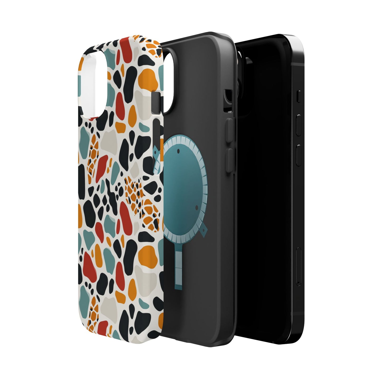 Terrazzo Pattern Magnetic Impact Phone Case — Colorful Retro Pebble Design