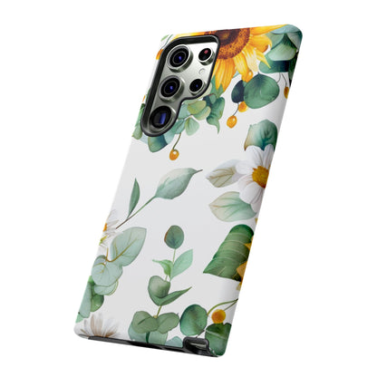 Sunflower & Eucalyptus Tough Phone Case — Protective Floral iPhone Case