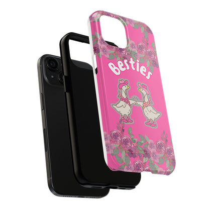 Colorful Floral Besties Phone Case, Tough Mobile Cover for Best Friends, Cute Gift for Friendship Day, Unique Cell Phone Protection
