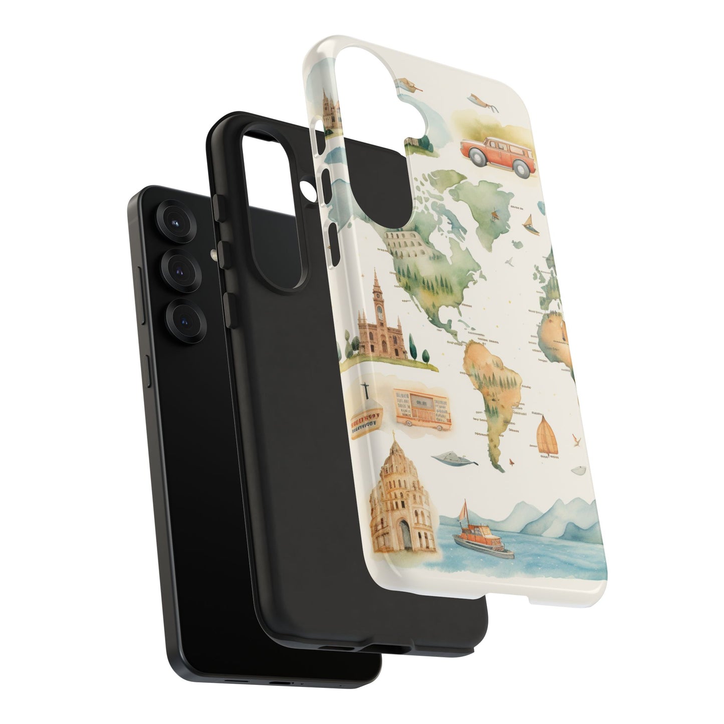 Hard Phone Case — Watercolor Fantasy Map Castle Design
