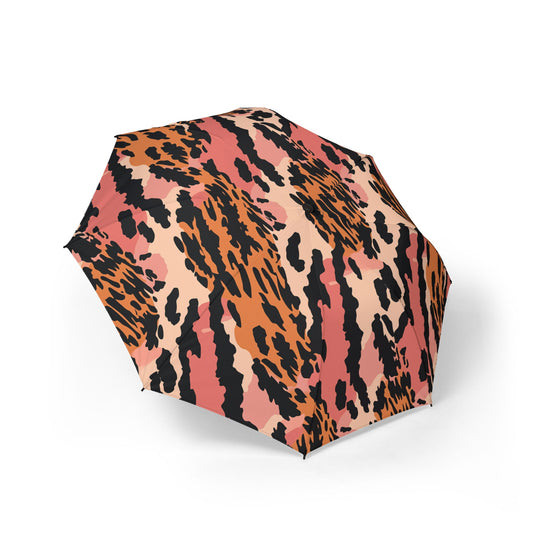 Leopard Print Foldable Umbrella — Compact Semi-Automatic Rain Shield,Africa pattern