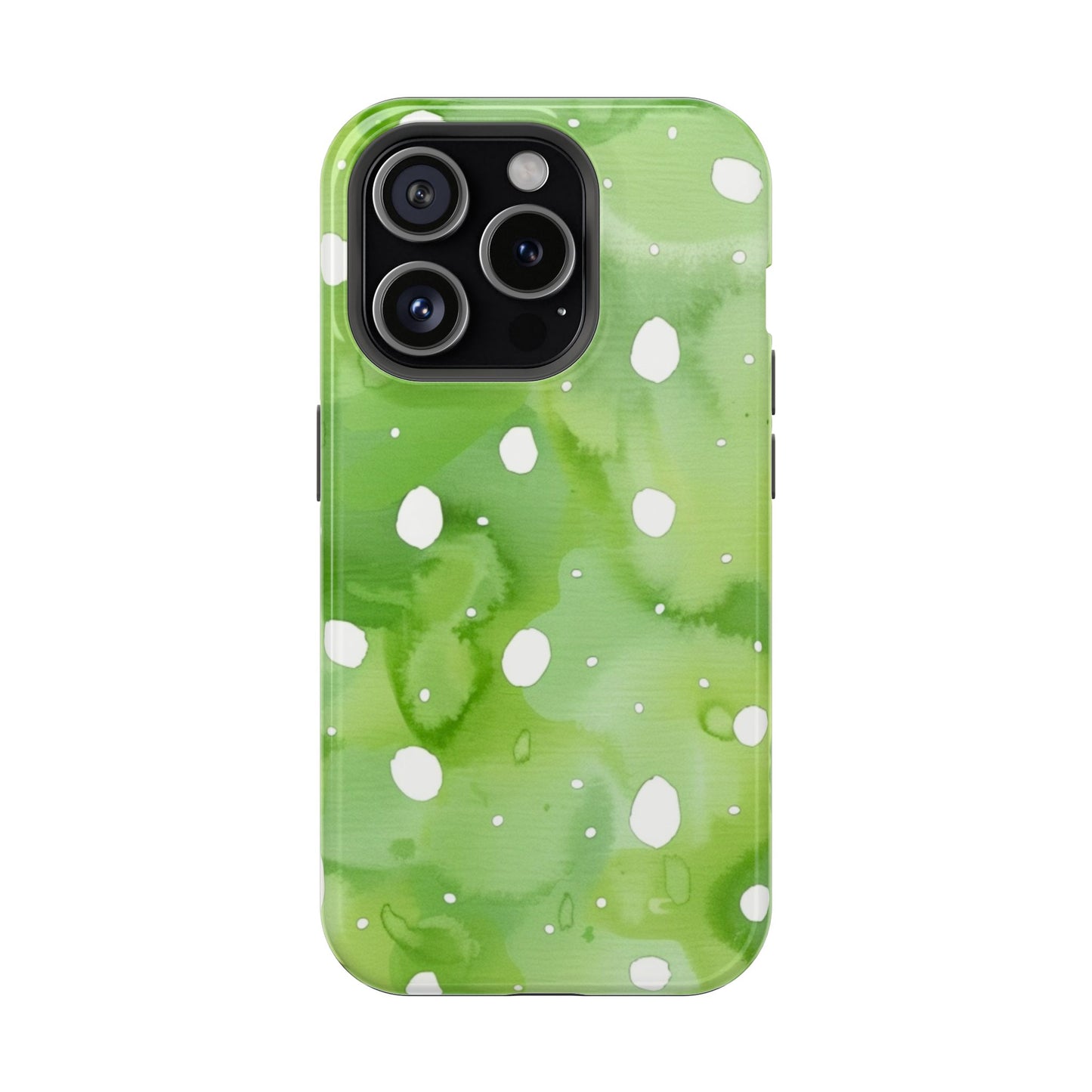 Green Watercolor Polka Dot Magnetic Impact Phone Case
